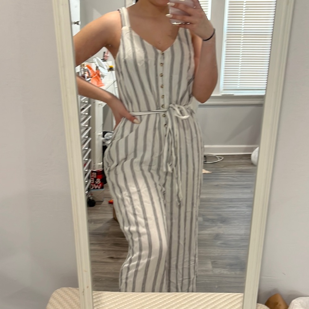 Black and white striped jumpsuit